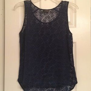 Sleeveless sheer royal blue design top
